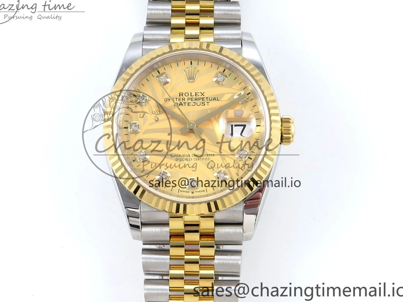 MiroTime 1225 DateJust 36 126233 EWEF Best Edition YG Leaf Dial on SS YG Jubilee Bracelet A Sporty 628